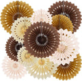 BEISHIDA 12packs Honeycomb Round Paper Fans Brown Hanging Party Decoration by Beishida