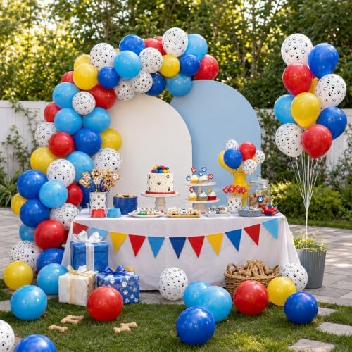 Red Blue Yellow Balloons, Paw Print for Kids Puppy Pet Dog Birthday Party - Image 4