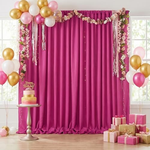 Hot Pink Backdrop Curtains 20ftx10ft Birthday Polyester Photo Drapes - Image 5
