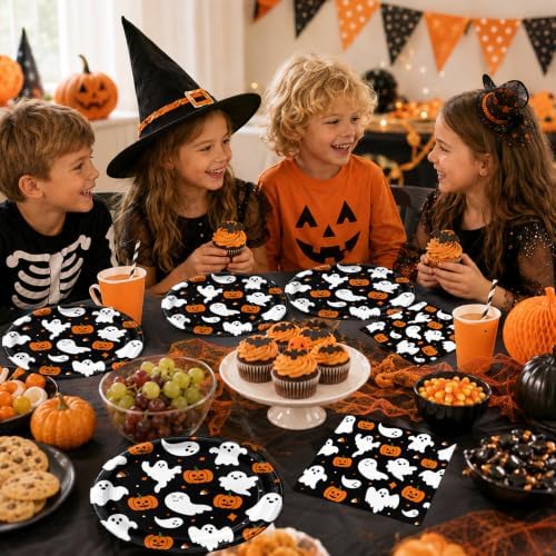 50PCS Halloween Paper Plates and Napkins, 7'' Dessert Plates Party Supplies - Image 7