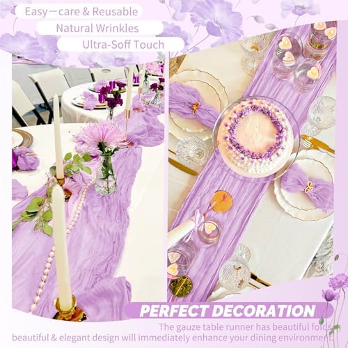 30 Pack Lilac Purple Cheesecloth Table Runner 17x108 Inches Boho Home Decor - Image 6