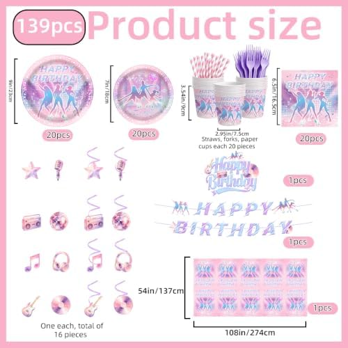 139Pcs Kpop Birthday Decorations K Pop Party Plates Napkins Cups Forks Spoons, Kpop Party Decorations, Serve 20 - Image 7