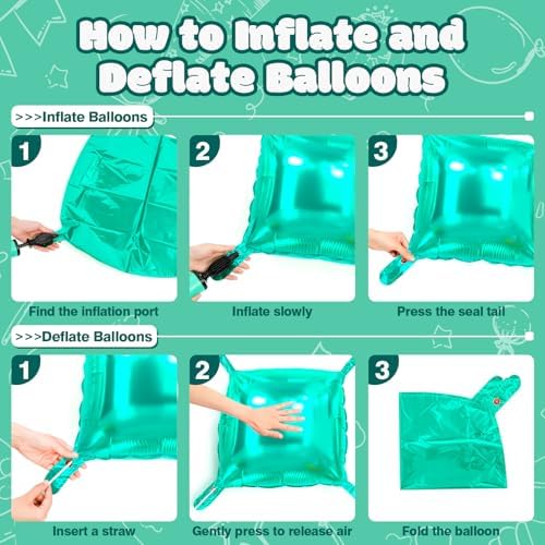 NISOCY 25PCS Teal Blue Square Foil Balloons Wall Backdrop - Image 3