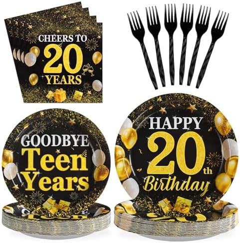 Grencian 96 Pcs Happy 20th Birthday Party Decorations, Serves 24 by Grencian