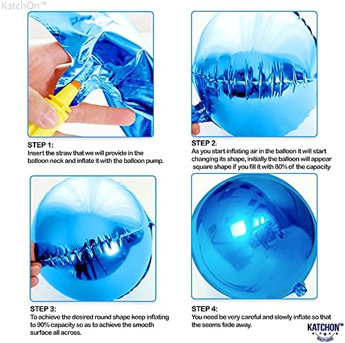 KatchOn Blue Mylar Balloons - 22 Inch, Pack of 6, Blue Birthday Decorations - Image 4