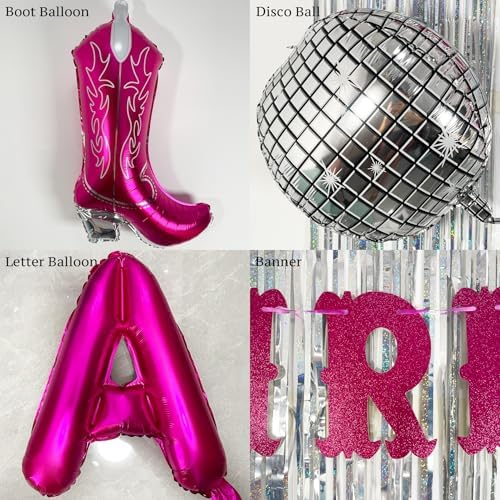 Last Rodeo Bachelorette Party Decoration Pink & Silver Disco Cowgirl Boot Cow Print Balloon Arch, Let's Go Girls Banner Photo Backdrop For Last Hoe Down Bridal Shower, Western Birthday，Nashville Decor - Image 6