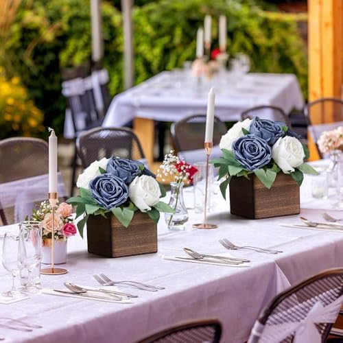Dusty Blue & White Dining Table Centerpiece Set of 6, Pre-Made - Image 4