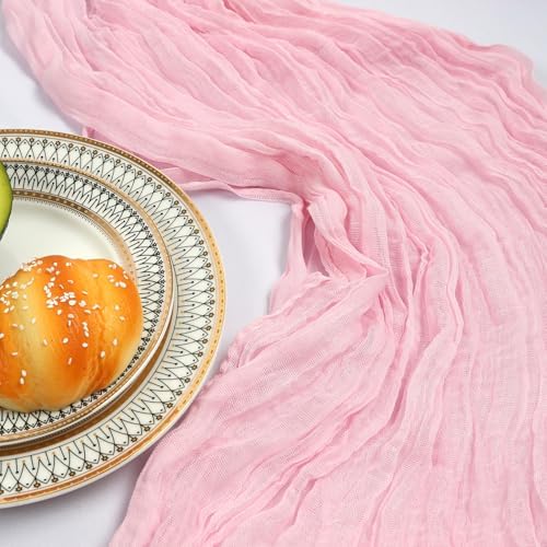 12 Pack 10Ft Pink Cheesecloth Table Runner 23 x 120 Inch - Image 5