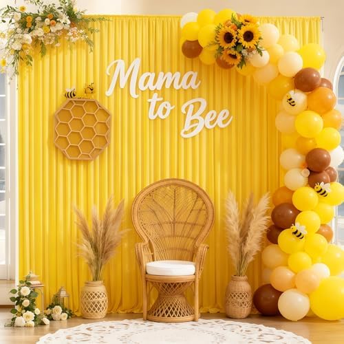 20x10ft Yellow Backdrop Curtain Panels for Parties - Wrinkle Free Polyester Photo Curtain Backdrop Wedding Back Drop Fabric Drapes for Party Decorations Background for Photography - Image 6