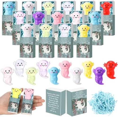 60 Sets Positive Gifts Axolotl Party Favors with Support Boxes by Wettarn