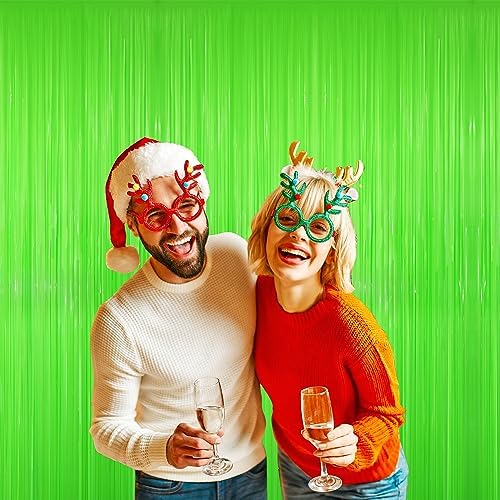 GOER 3.2 ft x 8.2 ft Party Backdrop Party Streamers for Birthday,Graduation,New Year Eve Decorations Wedding Decor(4 Packs,Candy Lime Green) - Image 3