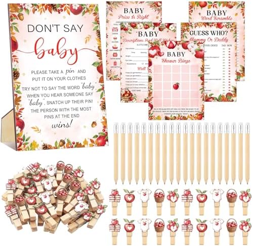 Patelai 321 Pcs Baby Shower Games Supplies, Apple of Our Eye by Patelai
