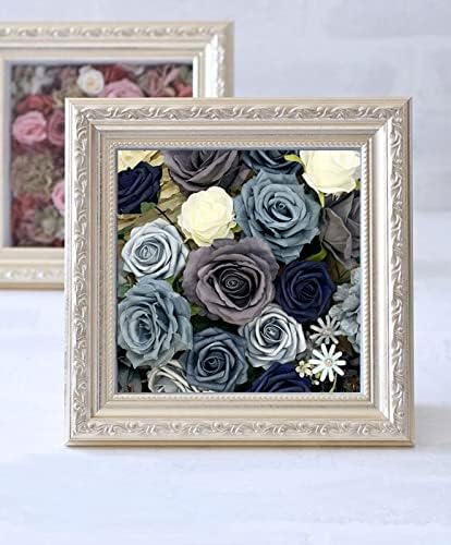 FACINOC Roses Artificial Flowers Dusty Blue Bouquet Fake Flower with Stem - Image 5
