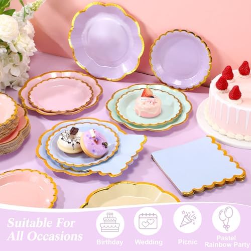 144 Pcs 48 Guests Pastel Plates and Napkins Party Supplies - Image 5