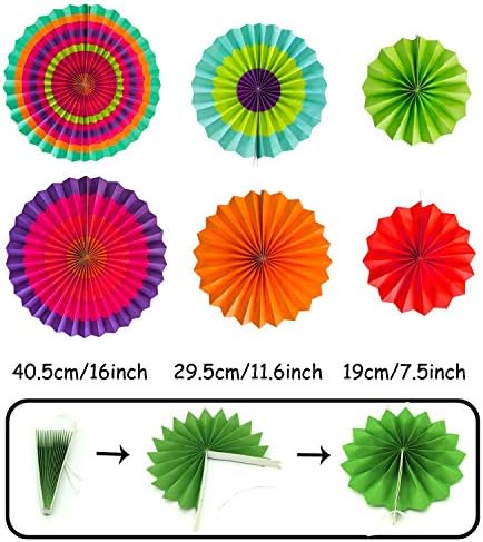 Mexican Party Decorations Multicolored Fiesta Paper Fan Party Decorations - Image 2