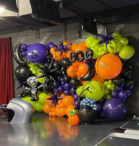 Halloween Balloon Garland Arch Kit, 131Pcs DIY Haloween Party Supplies Matte Black Metallic Purple Lime Green Balloon with Eye Balloons for Halloween Day Haunted House Theme Party Decorations - Image 6