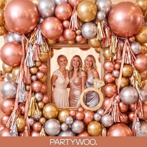 PartyWoo Rose Gold Balloons 50pcs Metallic Chrome Rose Gold Color 12 Inch - Image 5
