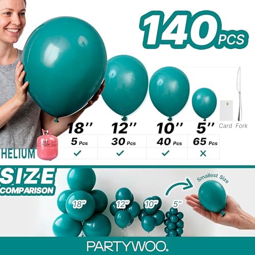 PartyWoo Slate Blue Balloons 140pcs Dusty Blue Boho Neutral Different Sizes - Image 6