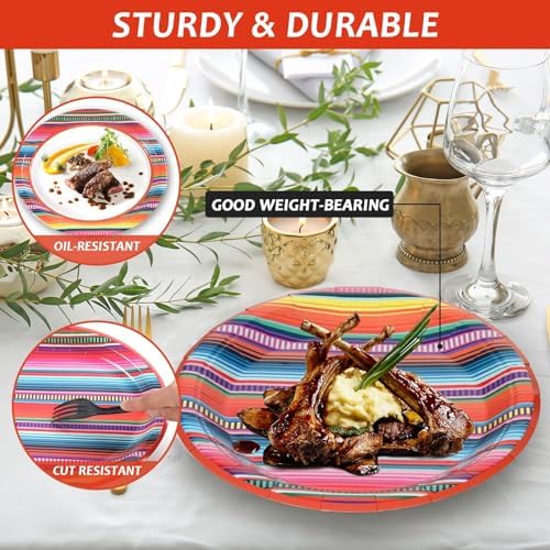 Qyeahkj 100PCS Mexican Fiesta Plates and Napkins Sets 5 Mayo Party Supplies - Image 4