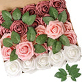 AmyHomie Rose Shades Rose 25pcs Real Looking Artificial Flowers w/Stem by AmyHomie