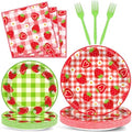 96Pcs Strawberry Party Plates and Napkins Birthday Party Supplies Spring Summer Fruit Paper Dessert Plates Strawberry Themed Tableware Set Disposable for 24 Guests 1st Birthday Party Decorations by CHUNNIN