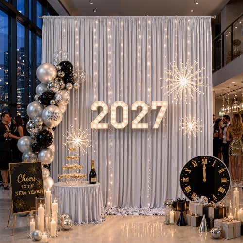50x12 ft Silver Backdrop Curtains for Weddings Parties, Birthdays - Image 2