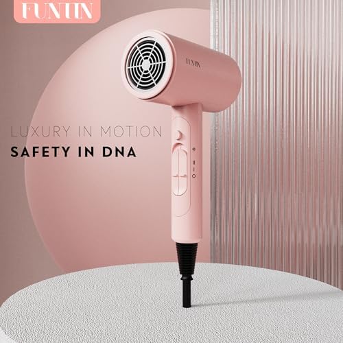 FUNTIN Hair Dryer, Blow Dryer with Diffuser Brush for Women 4C Thick Hair Ionic Hair Dryer(Baby Pink) - Image 5