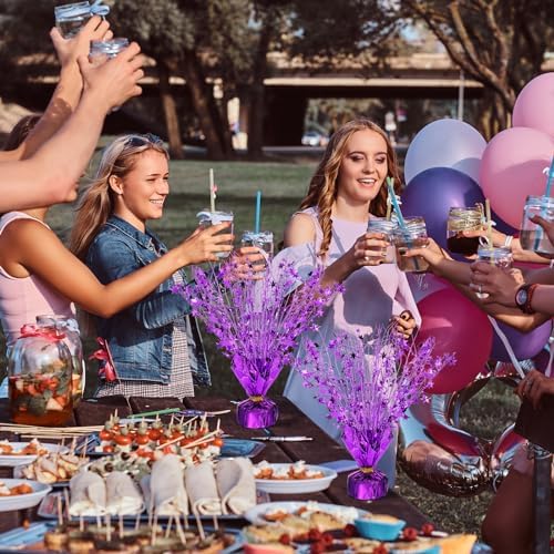 Crowye 3 Pieces Metallic Foil Spray Centerpiece Birthday Table Decoration Star Burst Centerpieces Graduation Table Decor for Birthday 2026 Party Holiday(Purple) - Image 5