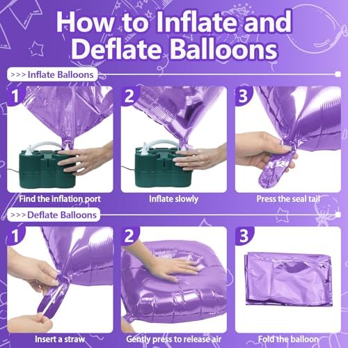 NISOCY 25PCS Purple and Light Purple Square Foil Balloons Wall Backdrop - Image 3