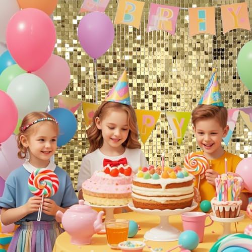 Ozikutech 48 Pcs Light Gold Shimmer Wall Backdrop Panels for Party Decor - Image 6
