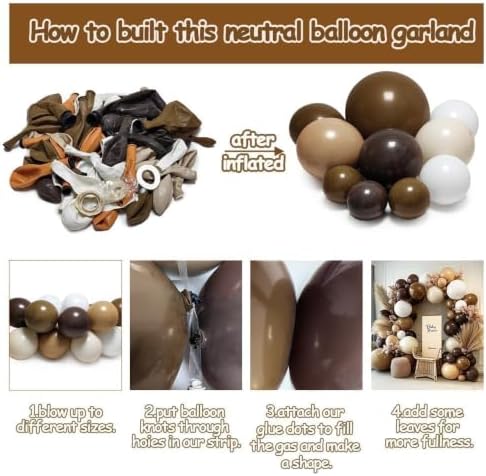 Brown Nude Balloon Arch Kit Double Stuffed Neutral White Sand Balloon Garland Latex Coffee Tan Cream Balloons for Bear Baby Shower Birthday Neutral Wedding Bridal Shower Boho Fall Party Decor - Image 4