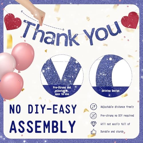 Thank You Banner Staff Appreciation Banner for Employee Appreciation Decorations Teacher Thanks Volunteer Events Office School Organization Thank You Parties (Navy Blue) - Image 2