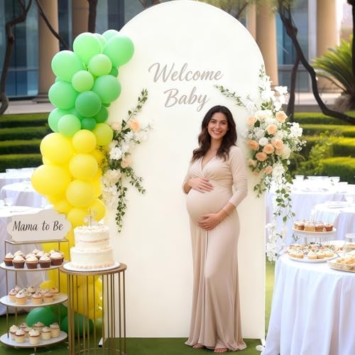 6 ft Arch Backdrop Cover Beige - Double-Sided Spandex Arch Covers Stretchy Backdrop for Balloon Arches Birthday Party Baby Shower Banquet Wedding Photo Background - Image 5