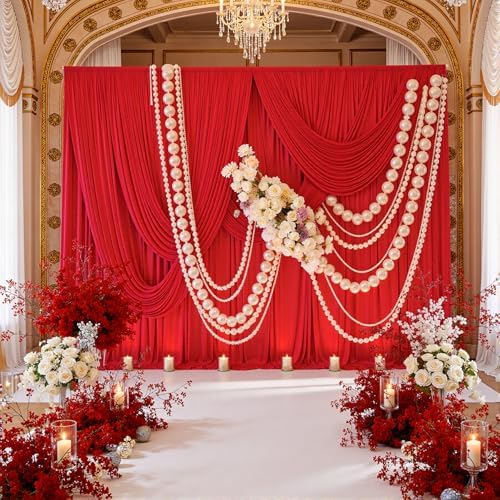 Wrinkle Free Red Backdrop Curtains for Parties, Thick Fabric Photo Backdrop Drapes for Christmas Photography Birthday Wedding Background Backdrop, 10ft x 8ft - Image 5