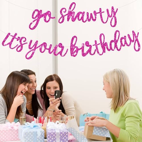 BEISHIDA Rose Red Pre-Strung Go Shawty It's Your Birthday Banner Decor - Image 4