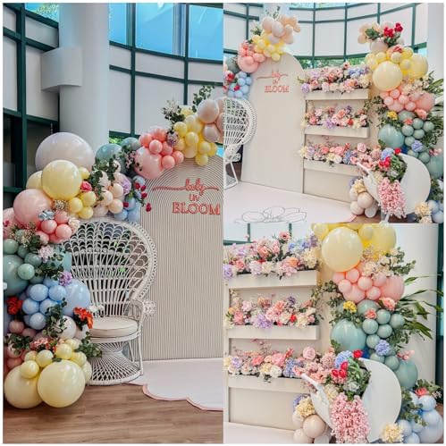 Pink Green Blue Yellow Beige Balloon Arch Wildflower Birthday Bridal Shower - Image 2
