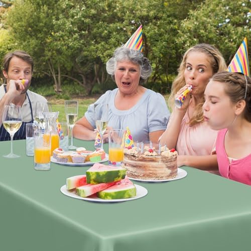 4 Pcs Picnic Table Cover, 54" X 108" Table Cloth Rectangle Table, Disposable Sagegreen Plastic Table Cover, Waterproof Tablecloths for Wedding, Baby Shower Decorations and Birthday Party Supplies - Image 7