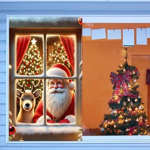 BlissYard Santa Claus Reindeer Christmas Window Banner 31x47 - Image 3