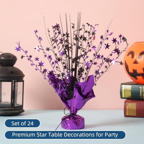 24 Pack Black Purple Metallic Foil Spray Centerpiece Star Table Decoration Burst Table Centerpieces for Birthday Graduation New Year Halloween Party Supply (Black Purple) - Image 2
