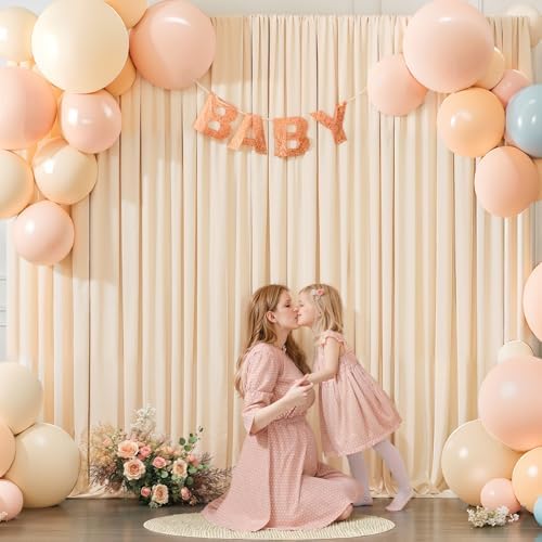 8x10FT Champagne Backdrop Curtains for Wedding Parties, Wrinkle Free Polyester Photography Backdrop Drapes for Baby Shower Birthday Parties Stage Background Stand Decorations 4x10ft,2 Panels - Image 3