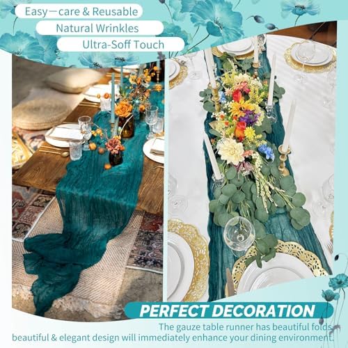 30 Pack Teal Cheesecloth Table Runner 17x108 Inches Boho Home Decor - Image 6