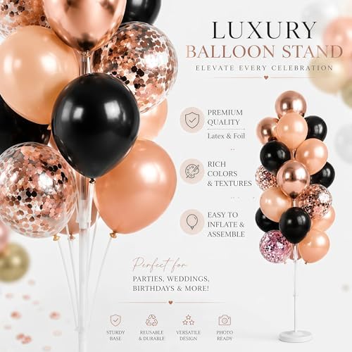 HIINS Rose Gold Black Balloon Column Kit Set of 2 with for Party Decor - Image 5