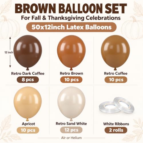 Brown Balloons, 50 Pcs Coffee Brown for Neutral Fall Thanksgiving Cowboy - Image 2