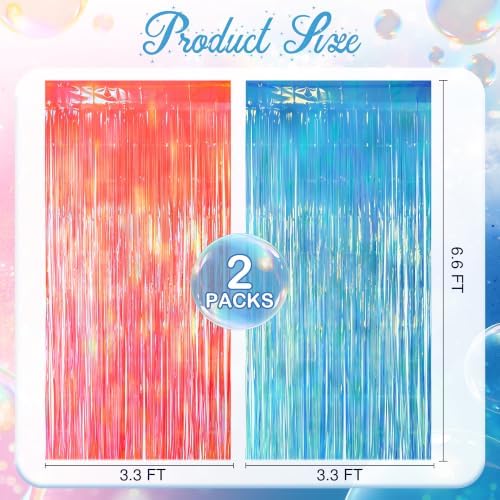 2 Pack Blue & Orange Party Decorations, 3.3 x 8.2 ft Fringe Backdrop - Image 2