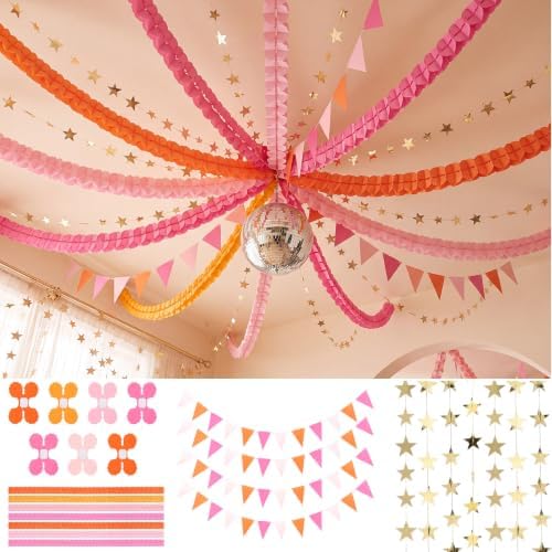 Frienda 15 Pcs Groovy Color Chains Strips Set, Sunset Party Decorations by Frienda