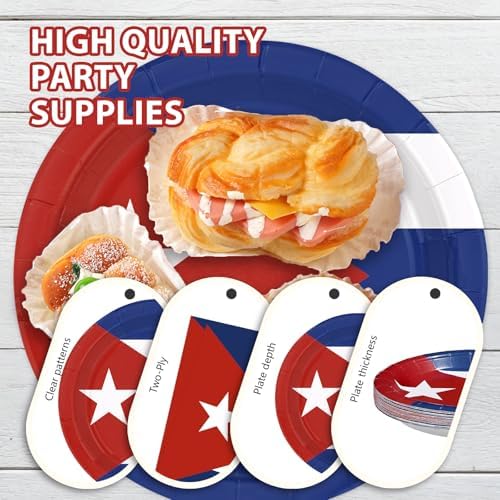 96 Pcs Cuba Flag Party Patriotic Theme Decorations, Serves 24 - Image 6