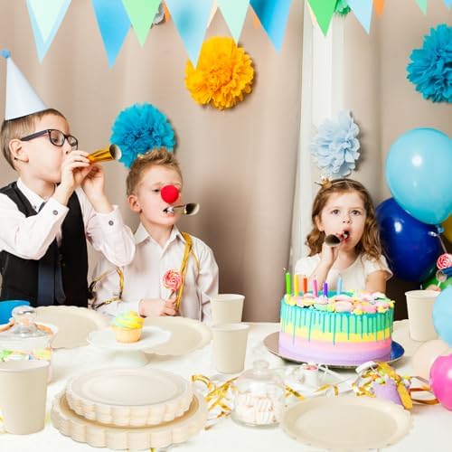 LIYH 350 Pcs Ivory Paper Plates and Napkins 50 Guest Cream Party Supplies Include Ivory Scalloped Disposable Paper Plates Cocktail Napkins Cups Spoons Forks Knives for Baby Shower,Birthday - Image 7