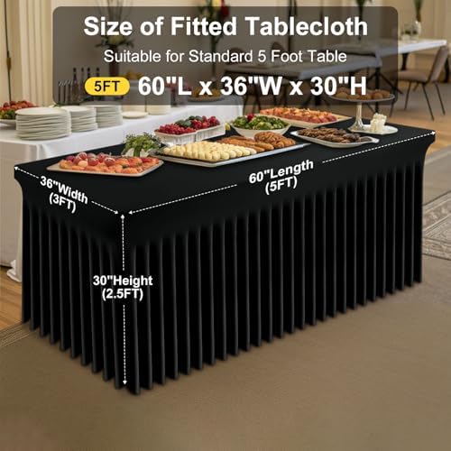 Smiry Spandex Elastic Fitted Table Cloth Skirt for 5FT Rectangle Table - Image 5