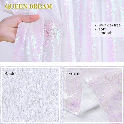 White Iridescent Sequin Curtains 10ftx10ft Photo Booths Backdrop - Image 6