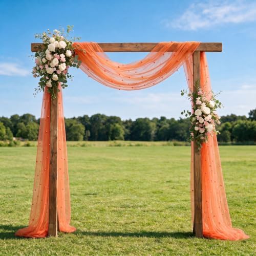 Artoid Mode Pearl Orange Gauze Table Runner 10FT Home Decor - Image 3